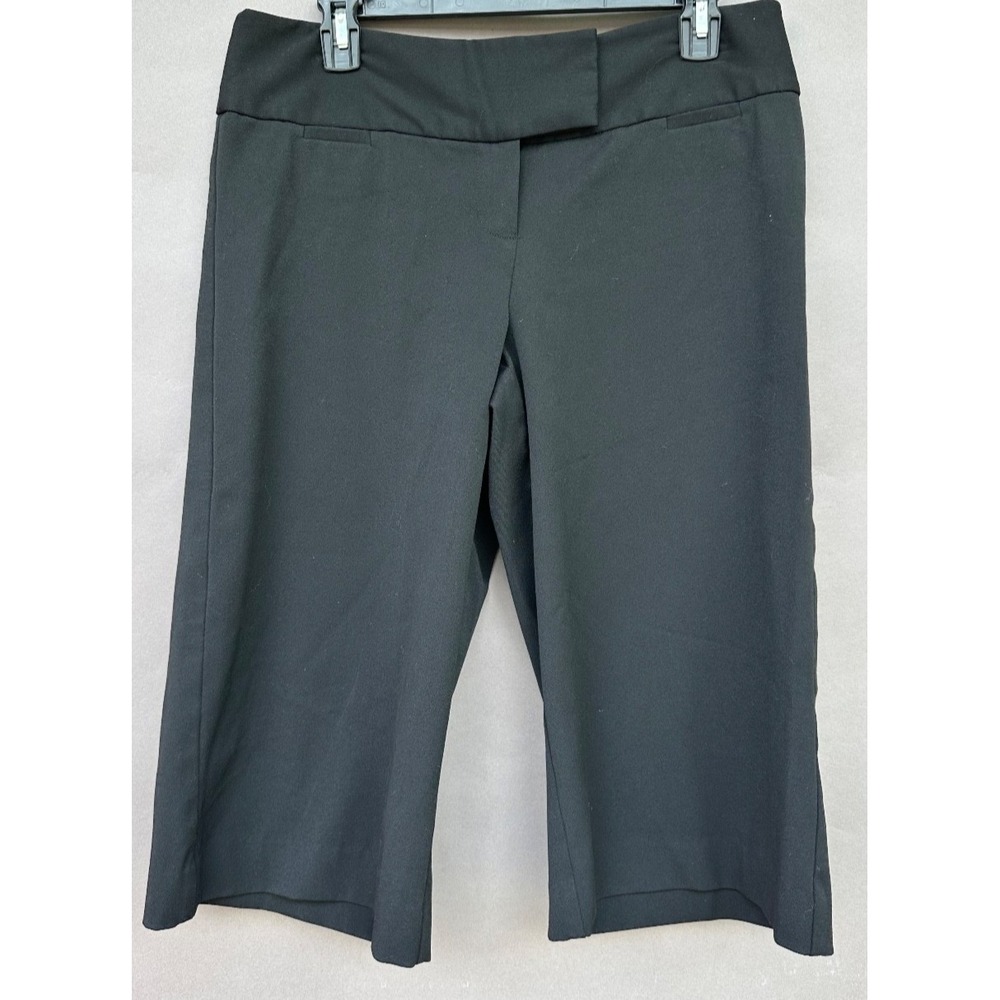 INC Petites Capri Pants Womens 10P Black Wide Leg Crop Culottes Career Capsule